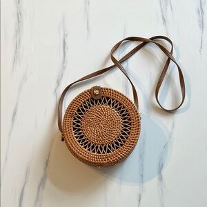 Brown Woven Crossbody Bag